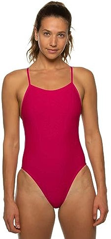 JOLYN Chevy Damen-Badeanzug mit fixiertem Rücken, athletischer Einteiler, für Wettkampfschwimmen, Rettungsschwimmen, mittlere Abdeckung, Drachenfrucht, 116