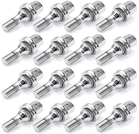 Set Of Alloy Wheel Nuts,Alloy Wheel Bolts 4/16PCS M12x1.25 17mm Car Aluminum Chrome Wheel Bolts Nuts Kit Fit use for Peugeot 1007 206 207 406 407 607 2000-2008 (Size : 16PCS)