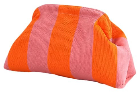 Generisch Dumpling Bag Clutch, Clutch Geldbörsen Für Damen, Gewebte Clutch Tasche, Karierte Clutch Handtaschen, Sommer Häkel Geldbörse Damen, Schicke Abendtasche, Modische Clutch