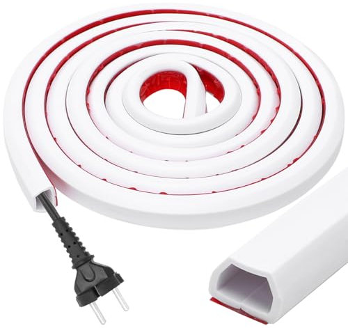 LOMUG Canalina per cavi autoadesiva, colore bianco, 15 x 10 mm/2 m, mini canale, flessibile, per nascondere 1 cavo, per la casa, l'ufficio