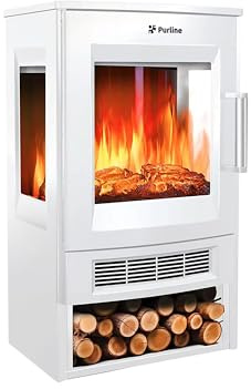 PURLINE | Stufa Elettrica CHE-720 W 1800 W, Controllo WiFi - Stufa Elettrica Telecomando e Stoccaggio Integrato