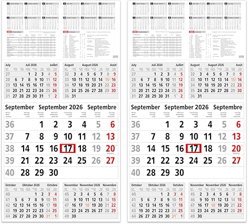 5 Monatskalender 2026 Wandkalender mit Schieber - INFO Kalender 2025 Wandkalender 30 x 56 cm groß - Bürokalender | mit Schulferien, Feiertagen & Jahresübersicht ((2 STÜCK) INFO 5 MONATS)