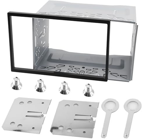 Marco universal de montaje de radio de coche GOMETY, 2 DIN, metal, kit de montaje para fascia, compatible con radio de coche doble DIN, reproductor de DVD, navegación, GPS