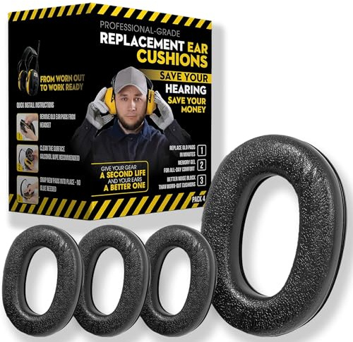 for 3M WorkTunes Replacement Ear Pads Headphones Connect Hearing Protection with Noise Cancelling Radio Ear Muffs AM/FM Bluetooth Headset Protective Earmuffs Shooting Ear Protection Mowing (Pack 4)