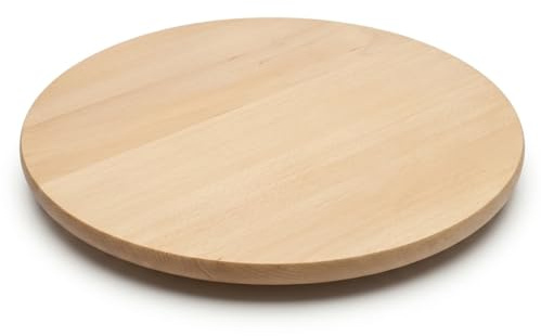 PEEWIT Drehteller Holz 45 cm rund aus Buchenholz – große Servierplatte drehbar für Pizza, Käse & Snacks – stabiler Lazy Susan für Tisch & Küche