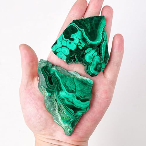 2 Stück Malachit Stein Reiki Heilsteine Grüner Malachit Edelsteine Groß Malachit Herz Edelsteine Heilung Kristall Set Natürliche Steine Malachit Stein Rohstein Unregelmäßig Kristall Feng Shui Dekors