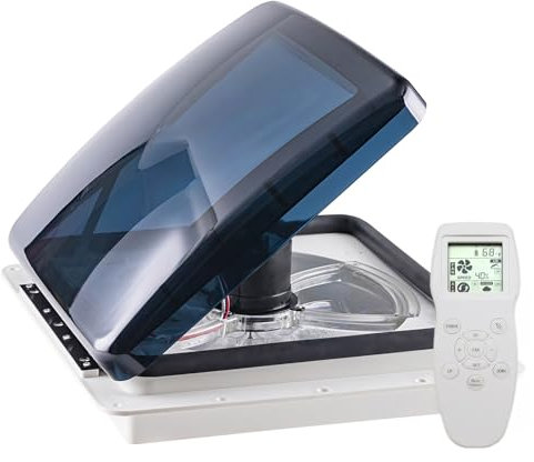 Mocoli RV Dachventilator 12V, 14 Zoll Dachlüfter Wohnmobil mit Fernbedienung RV Abluftventilator mit UV-Schutz Deckel 10 Stufen Einstellbar Wohnmobil Zubehör für Wohnwagen Lkw Van