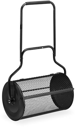 Relaxdays Épandeur à Engrais pour Gazon, Distributeur Compost, terreux, Manuel, 80 L, poignée, HLP: 118x72x41 cm, Noir