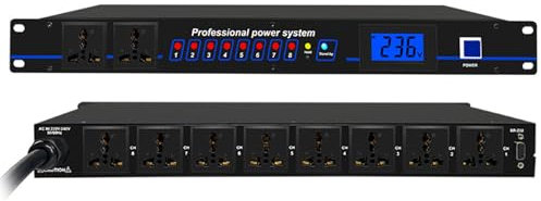 MiBoce Power Sequence Controller, Power Supply Regulator, with LED Display, 8-way Power Output, Forward and Reverse Time Switch, for DJ Stations, and Other Musical Instruments