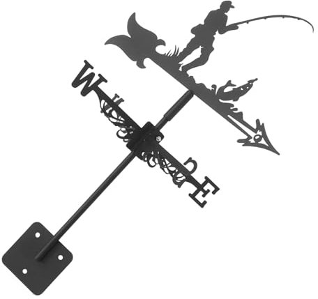 POPETPOP Girouette De Pêcheur pour Décoration De Toit Et Jardin Indicateur De Direction du Vent Fer Élément Décoratif Extérieur