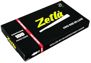 Zetla 100 Kegel King Size (109 x 26 mm) Weiß Vorgedrehte Cones mit Filter Konische Joint Hülsen aus Papier