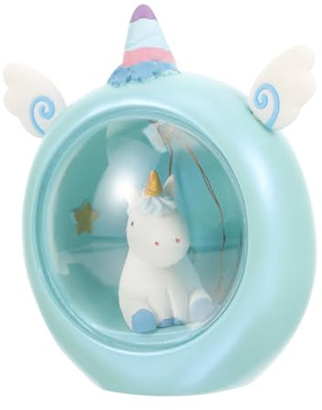 DIYEAH Luce Notturna Piccola Lampada Da Comodino Lampada Da Notte Addormentata Luce Letto Decorazione Lampada Unicorno Lampade Da Camera Da Letto Sky-blue Resina