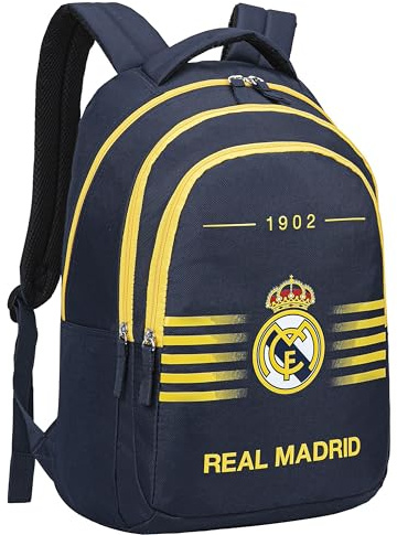Real Madrid Mochila escolar de 2 compartimentos, colección oficial
