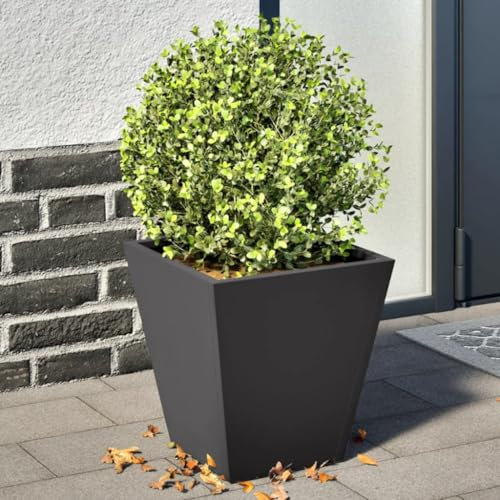 Makastle Lot de 2 Jardinières Exterieur, Lit de Jardin Surélevé en métal, Bac de Plantation, Potager de Jardin, bac à Fleurs, Noir 30x30x30 cm Acier