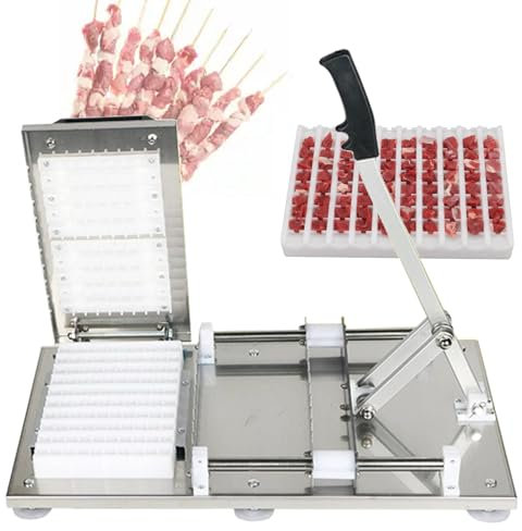 Machine à brochettes et brochettes en acier inoxydable avec 2 moules à viande pour griller facilement à la maison, les pique-niques et les barbecues