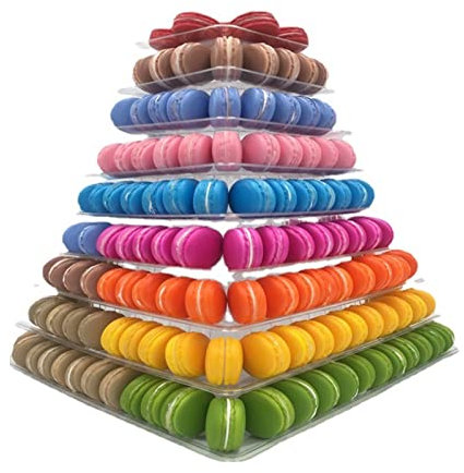 TSMORY 5/9 Layers Square Macarons Display Tower Wedding Cake Decoration Tool PVC Macaron Stand Kitchen Baking Cake Tools