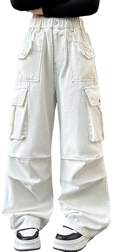 SEAUR Pantalon Cargo Fille Jeans Baggy Y2K Hip Hop Pantalon Multi Poches Streetwear - 170(164)