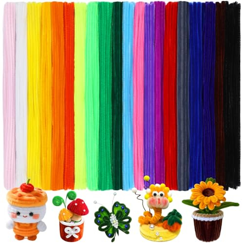 ENCHOL 200 Pcs Pipe Cleaners for Craft, 20 Colors Chenille Stems Craft Supplies, 30cm Long Crafting Pipe Cleaners for DIY, Art Project, Decoration
