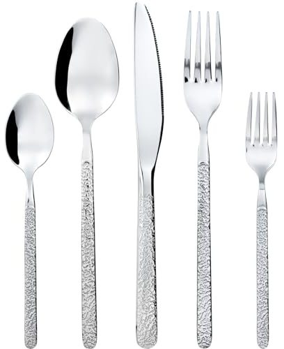 SWISON Juego de cubiertos acero inoxidable para 12 personas, set cubertería 60 piezas con cuchillos tenedores y cuchara