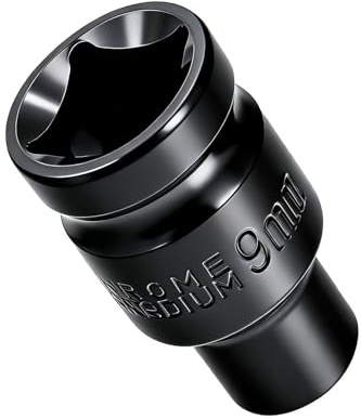 Youzzei 1/2 Inch 9mm Impact Socket, 6 Point Shallow Metric Socket, Upgraded Electrophoretic Coating CR-V Steel 9mm Sockets 1/2 Drive for Car Repair Mechanical Maintenance Home Use