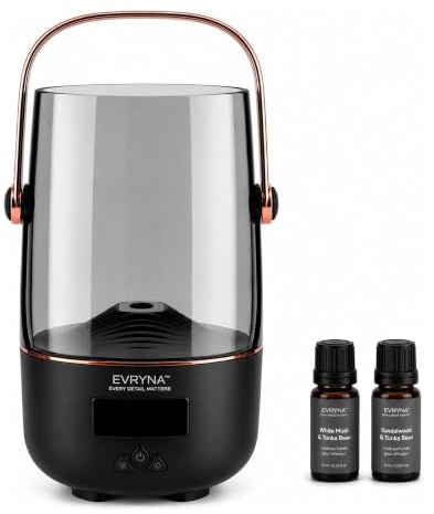 Diffuseur huiles essentielles 200 ML – Diffuseur Parfum Maison sans Fil 5000 mAh – 2 huiles incluses – Silencieux