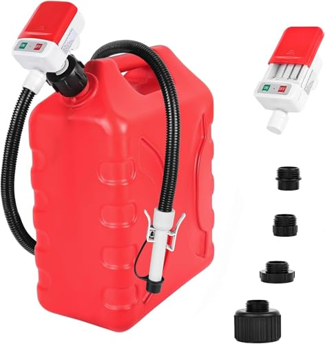 innhom Kraftstoffpumpe Elektrisch, Effiziente und sichere Benzinpumpe Für Kanister Kanisterpumpe mit Überlaufschutzsensor - mit 4 Größenadaptern Schlauch 2.8 GPM für Traktor Generator (Rot)