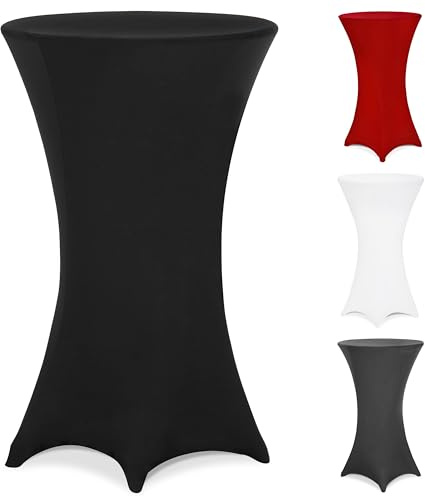 Deuba Copritavolo Stretch per Tavoli Alti Rotondi Lavabile 30°C Piedi Rinforzati Tanti Colori e Misure Ø 60 cm Nero
