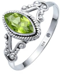 mantraroma Silberring Damen 925 Sterling Silber – ellipsenförmiger Edelstein Ring, Vintage Statement Ring Schmuck, elegantes Geschenk für Frauen