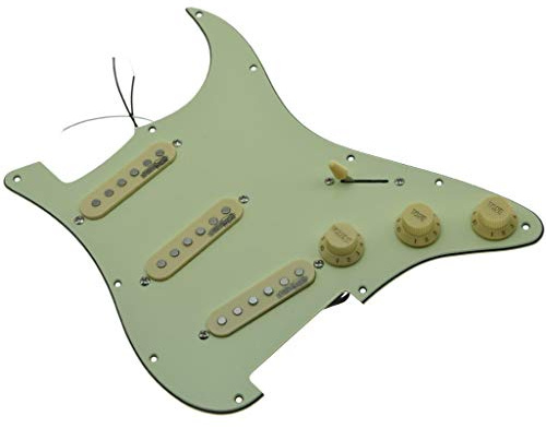 KAISH Pickguard für E-Gitarre, vorverdrahtet, mit Wilkinson Tonabnehmern für USA/Mexico FD Stratocaster, Mintgrün