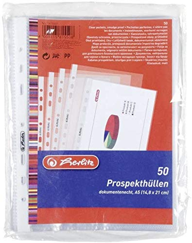 Herlitz Prospekthülle A5, Genarbt, dokumentenecht, 1000 Stück, eingeschweißt