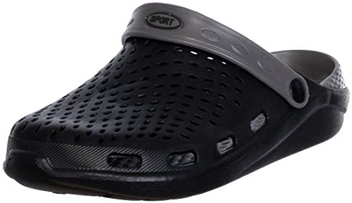 Brandsseller Herrtofflor sport fritidssko tofflor trädgårdssko badsko bred, Svart grå, 41 EU