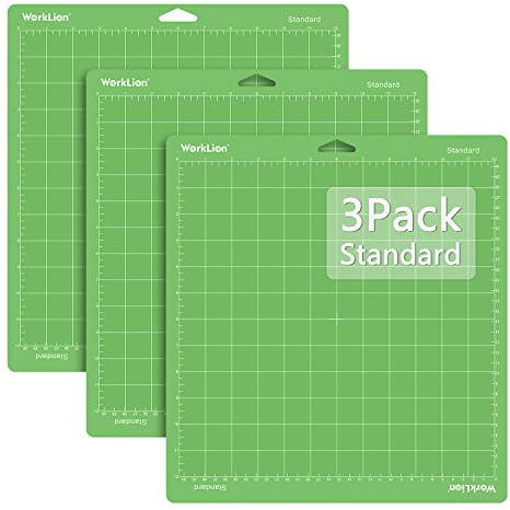 WORKLION Schneidematte 12 x 12 Schneidematte für Cricut: (Standard Grip, 3 Matten) Cricut Explore One/Air/Air 2/Maker, Standard-Kleber, klebrig, grün, Quilten, Cricket-Ersatz-Matten
