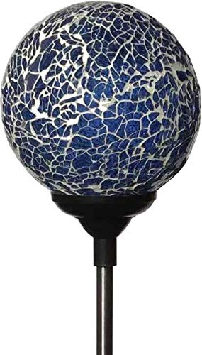 Florals Solar Blue Mosaic Glass Ball Light (Ocean Blue Color), Garden Decor Stake Multi-Color Color Change Yard LED Lamp Light