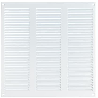 Steinberg14 Griglia di Ventilazione Rettangolare 300x300 mm - Griglie di Aerazione in Metallo Bianco - Serranda di Scarico dell'aria con Zanzariera - Copri Bocchetta Interna a Parete e a Soffitto