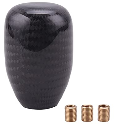 muge racing Carbon Fiber Shift Knob Gear Shifter Knobs with 3 Adapter Most Car Decorations Classic- Black