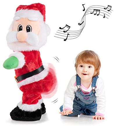 Gfilay Twerking Santa – Animated Dancing Christmas Plush Toy for Adults and Kids, Funny Singing Santa Claus, Ideal for White Elephant Exchange, Gag Gifts and Holiday Décor