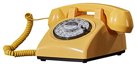 YIDAX Telefono con Filo con Quadrante Rotativo retrò, Telefono Fisso Vintage, Telefono da Scrivania Classico Vecchio Stile con Funzione di Ricomposizione E Vivavoce, per Casa E Ufficio,Giallo