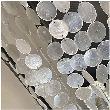 Yurosiay 50cm Weiß Perlmutt Girlande Dekoketten Muscheln Perlmutt Natürlich Transparent Deko Girlande für Fenster Balkon DIY Handwerk