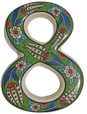 Grande cartello in ceramica per inaugurazione della casa cartello per indirizzo in ceramica cartello per numero civico,cartello per porta personalizzato decorato a mano (Green, 8)
