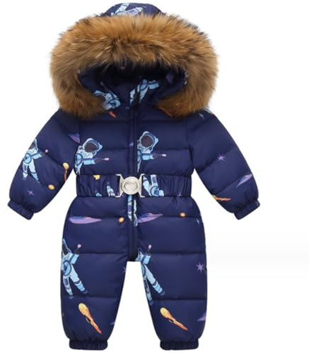 Acuryx Tuta da Neve da Bambino con Cappuccio Antivento Invernale Pagliaccetti Piumino da Bimba Abigliamento Blu 2-3 Anni