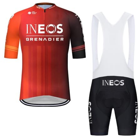 SGCIKER 2024 Herren Pro team INEOSGrenadier Radtrikot Set, Kurzarm Fahrrad bekleidung Lätzchen Kurzsets Gel Pad（XL