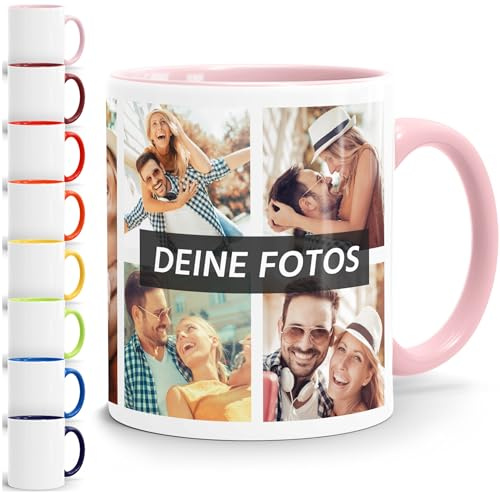 SpecialMe® Tasse personalisiert Fotocollage Fototasse 9 Fotos persönliches Foto-Geschenk Kaffeetasse Bild selbst gestalten Weiss-innen-rosa standard