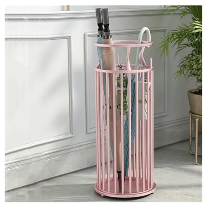 Regenschirmständer Nordic Licht Luxus Eisen Kunst Regenschirm Rack Einfache Hause Wohnzimmer Zeitung Rack Einkaufszentrum Hotel Tür Regenschirm Eimer Regenschirmhalter Stockhalter ( Color : Rose Gold