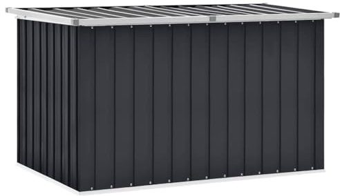 homiuse Gartenbox Aufbewahrungsbox Aufbewahrungstruhe Gartentruhe Garten Wasserdicht Kissenbox Outdoor Wasserdicht Gartenbox Klein Auflagenbox Verzinkter Stahl Klappdeckel Anthrazit 149 x 99 x 93 cm