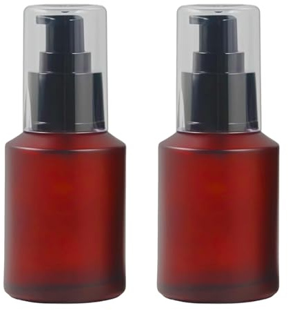 2 Pcs 60ml 2oz Glass Pump Bottles Refillable Glass Pump Lotion Dispenser Cosmetic Cream Pump Bottle Travel Size Soap Dispenser Cosmetic Containers Travel Pump Bottles for Toiletries(Wine Red)