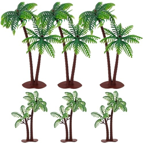 FERCAISH 6 Stücke Miniatur Palmen Kunststoff Modell, Kokosnussbaum Landschaft Modell, Grüne Palme DIY Dekoration, Für Modelleisenbahn Regenwald Architektur Diorama DIY Deko