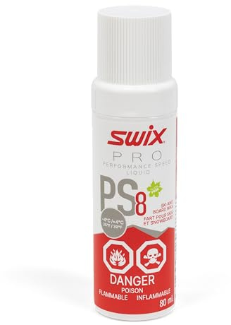 Swix PS8 Red Pro Speed Ski and Snowboard Liquid Wax for Warmer Temperatures, 80ml