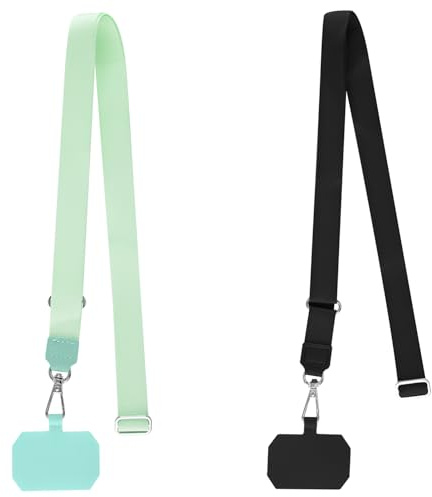 Thyonta 2PCS Adjustable Mobile Phone Lanyard with Fixed Clip Lost Neck Crossbody Flat Strap Carrier Suitable for Travelling Outdoor Office（E）