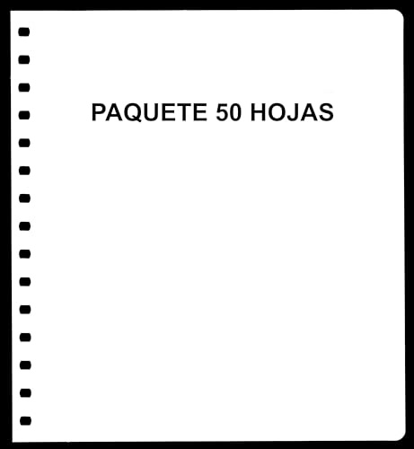 Paquete 50 Hojas EN Blanco 15 Agujeros 27 CM X 29,5 CM para COLECCIÓN Sellos