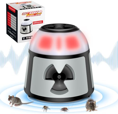 Kfonla Ultrasuoni per Topi 360°, Ultrasuoni per Topi da Interno, Repellente topi Plug-in con luce LED, Repellente per Ratti per la Protezione degli Interni e la Disinfestazione dei Giardini